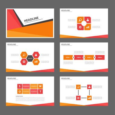 Orange and Black presentation templates Infographic elements flat design set for brochure flyer leaflet marketing advertising clipart