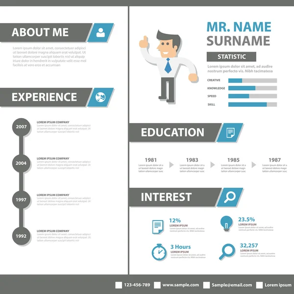 Smart CV créatif profil d'entreprise CV vitae template layout flat design for job application publicité marketing bande dessinée — Image vectorielle