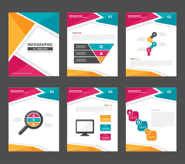 Blue pink orange presentation templates Infographic elements flat design set for brochure flyer leaflet marketing advertising — ストックベクタ