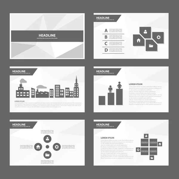 Modelos de apresentação em preto e branco Elementos infográficos conjunto de design plano para folheto folheto marketing publicidade — Vetor de Stock