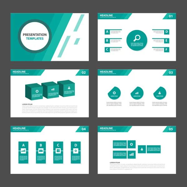 Grüne Präsentationsvorlagen Infografik Elemente flaches Design Set für Broschüre Flyer Broschüre Marketing Werbung — Stockvektor