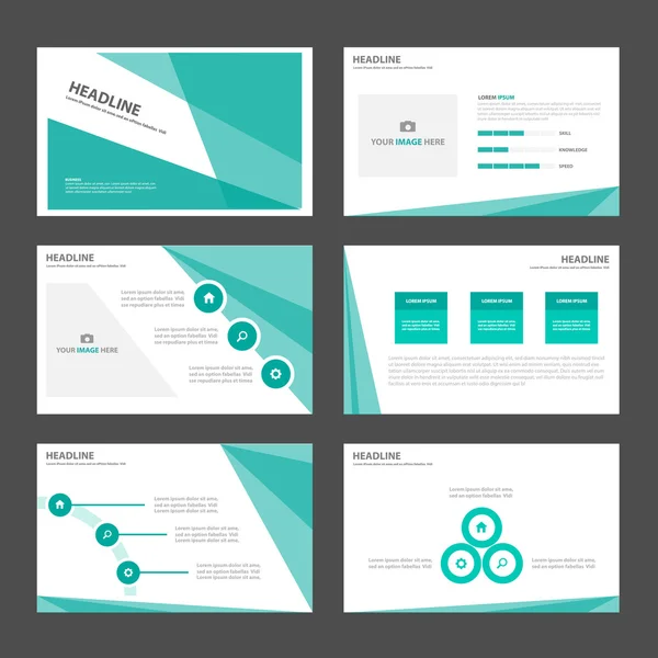 Modèles de présentation verte Eléments d'infographie set de design plat pour brochure prospectus marketing publicité — Image vectorielle