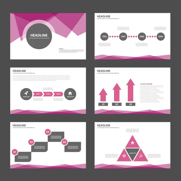 Plantillas de presentación en azul y negro Elementos infográficos Juego de diseño plano para folleto Folleto publicitario — Vector de stock