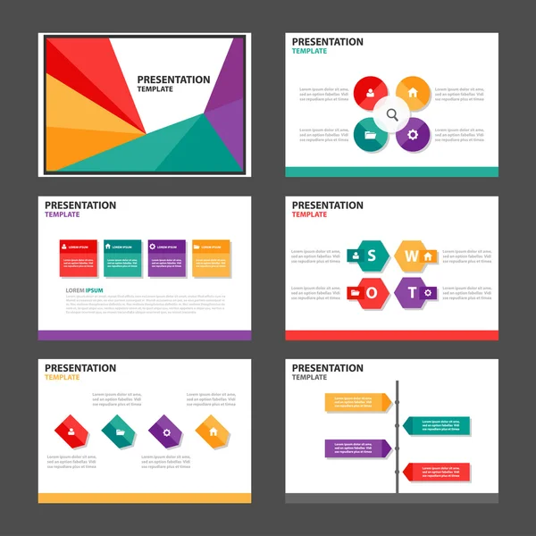 Bunte Präsentationsvorlagen Infografik Elemente flaches Designset für Broschüre Flyer Broschüre Marketing Werbung — Stockvektor