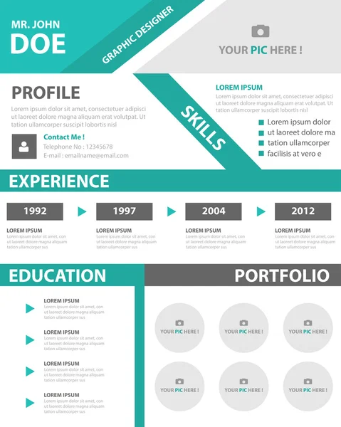 Smart CV créatif profil d'entreprise CV vitae template layout flat design for job application publicité marketing — Image vectorielle
