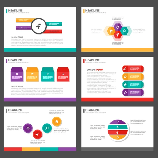 Plantillas de presentación coloridas Elementos infográficos Conjunto de diseño plano para folleto Folleto publicitario — Vector de stock