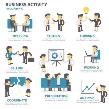 Business activity Infographic elements flat design set for brochure flyer leaflet marketing clipart