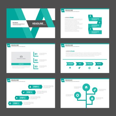 Geen and black presentation templates Infographic elements flat design set for brochure flyer leaflet marketing advertising