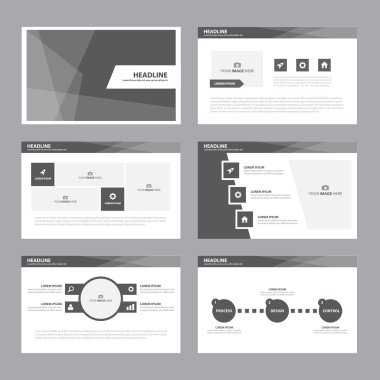 White and Black presentation templates Infographic elements flat design set for brochure flyer leaflet marketing advertising