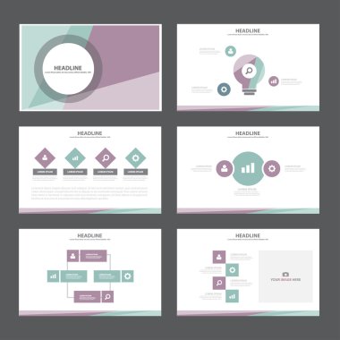 Purple and green presentation templates Infographic elements flat design set for brochure flyer leaflet marketing advertising