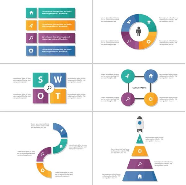 Colorful Infographic elements presentation templates flat design set for brochure flyer leaflet marketing advertising — Stock Vector