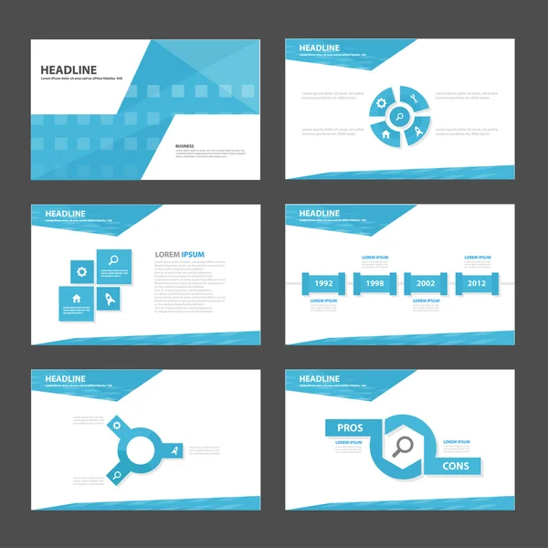 Modelos de apresentação azul Elementos infográficos conjunto de design plano para folheto folheto marketing publicidade — Vetor de Stock