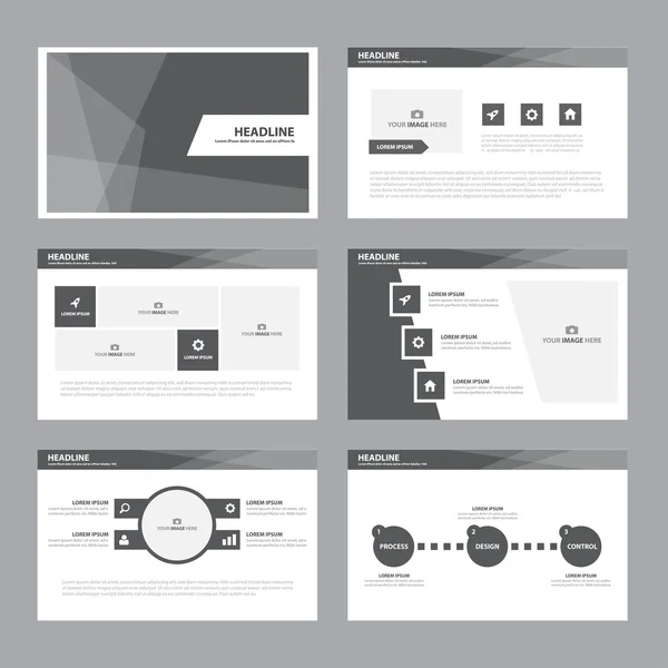 Modèles de présentation blanc et noir Eléments d'infographie set de design plat pour brochure prospectus publicité marketing — Image vectorielle