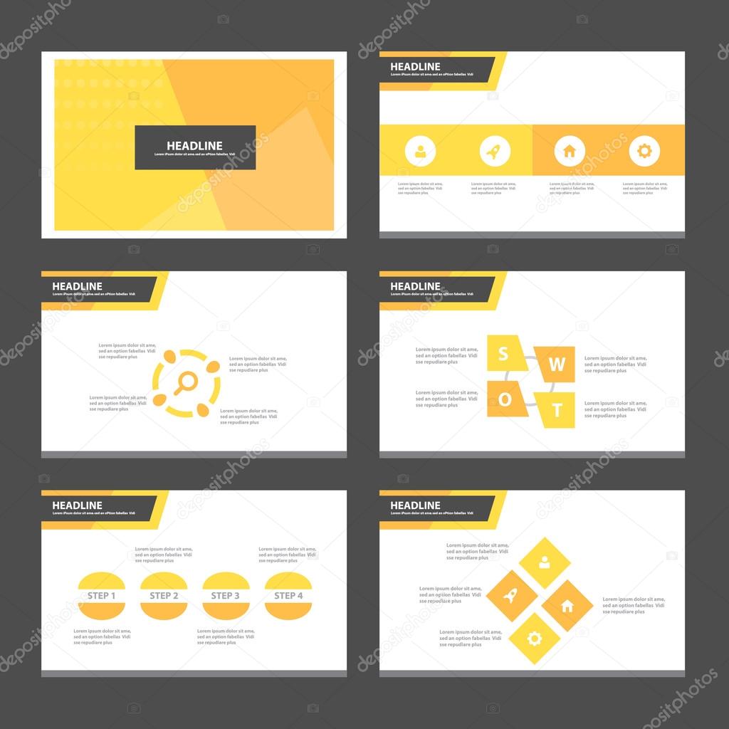 Orange and Black presentation templates Infographic elements flat design set for brochure flyer leaflet marketing advertising