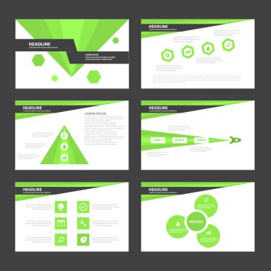 Green and Black presentation templates Infographic elements flat design set for brochure flyer leaflet marketing advertising clipart