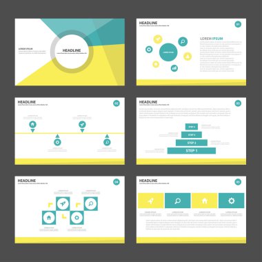 Yellow and Green presentation templates Infographic elements flat design set for brochure flyer leaflet marketing advertising