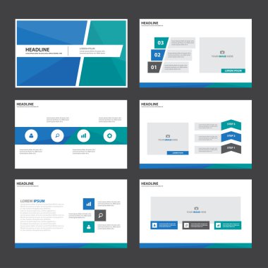 Blue and Green presentation templates Infographic elements flat design set for brochure flyer leaflet marketing advertising