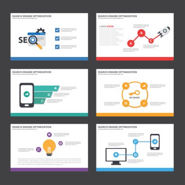 SEO presentation templates Infographic elements flat design set for brochure flyer leaflet marketing advertising