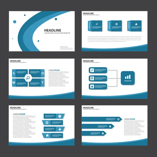 Шаблони синьої презентації Інфографічні елементи плоский дизайн набір для брошури листівки маркетингової реклами — стоковий вектор