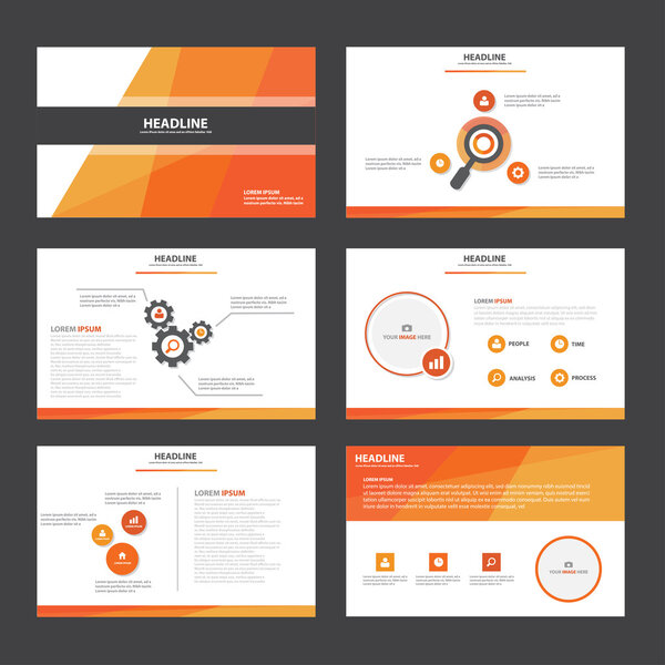 Orange black presentation templates Infographic elements flat design set for brochure flyer leaflet marketing advertising