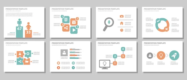 Szablony prezentacji zielony pomarańczowy Infographic elementy płaskie projekt dla Broszury ulotki Ulotka marketing reklama — Wektor stockowy