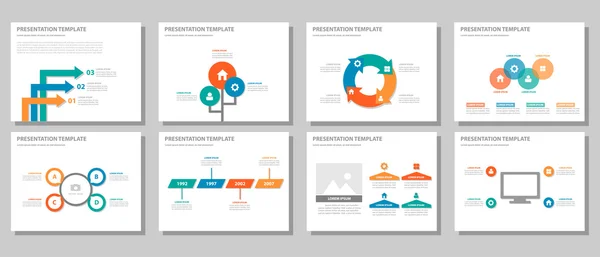 Blue green red orange presentation templates Infographic elements flat design set for brochure flyer leaflet marketing advertising — 스톡 벡터