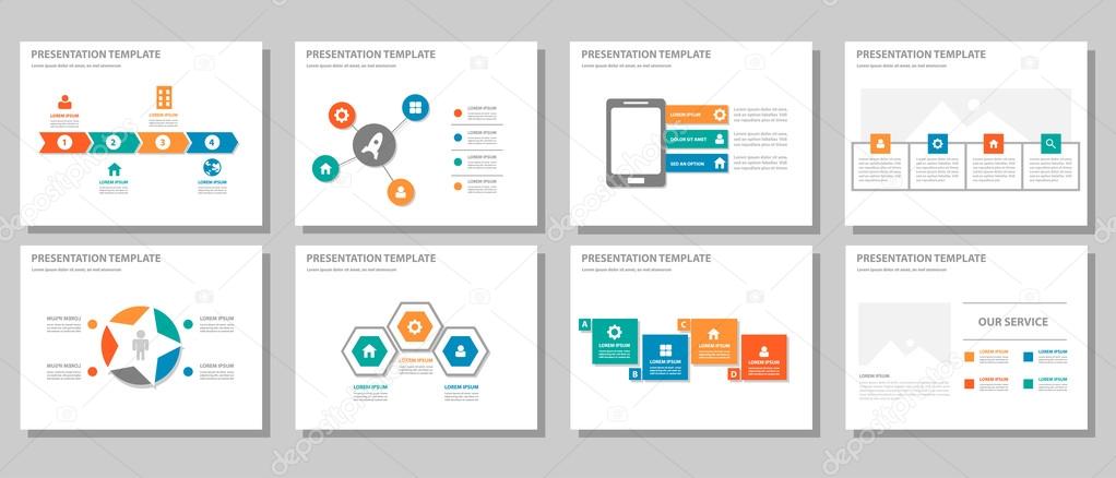 Blue green red orange presentation templates Infographic elements flat design set for brochure flyer leaflet marketing advertising