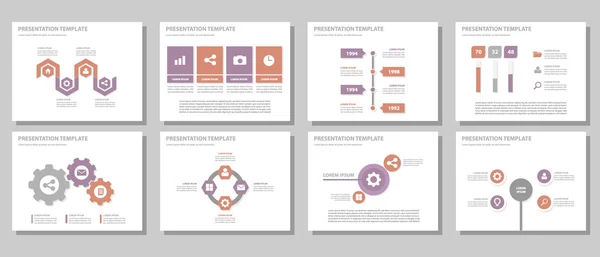 Red Purple presentation templates Infographic elements flat design set for brochure flyer leaflet marketing advertising —  Vetores de Stock