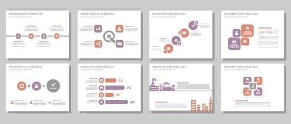 Red Purple presentation templates Infographic elements flat design set for brochure flyer marketing advertising — Image vectorielle