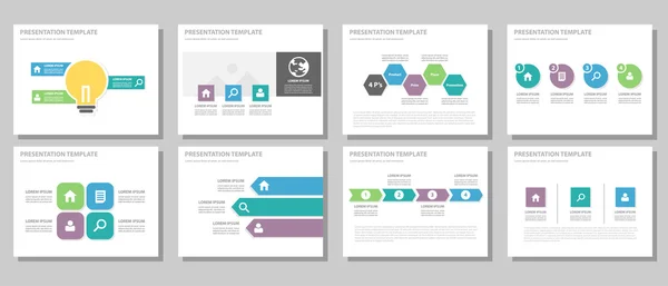 Modèles de présentation bleu-vert violet Eléments d'infographie set de design plat pour brochure dépliant publicité marketing — Image vectorielle