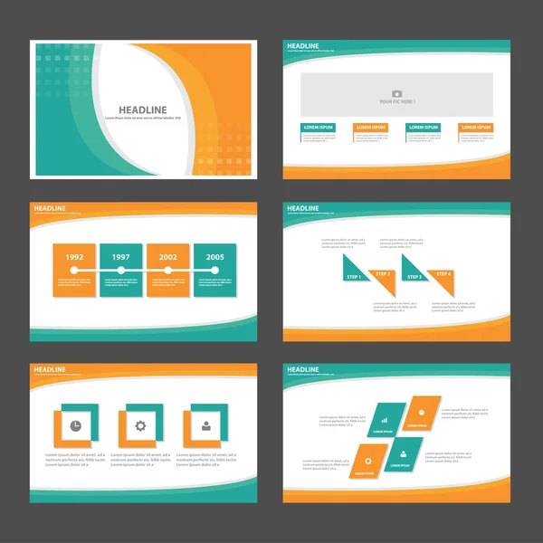 Green Orange presentation templates Infographic elements flat design set for brochure flyer leaflet marketing advertising — Vetor de Stock