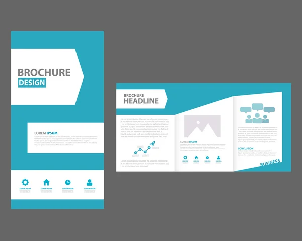 Blue brochure flyer leaflet presentation templates Infographic elements flat design set for marketing advertising — Stockový vektor