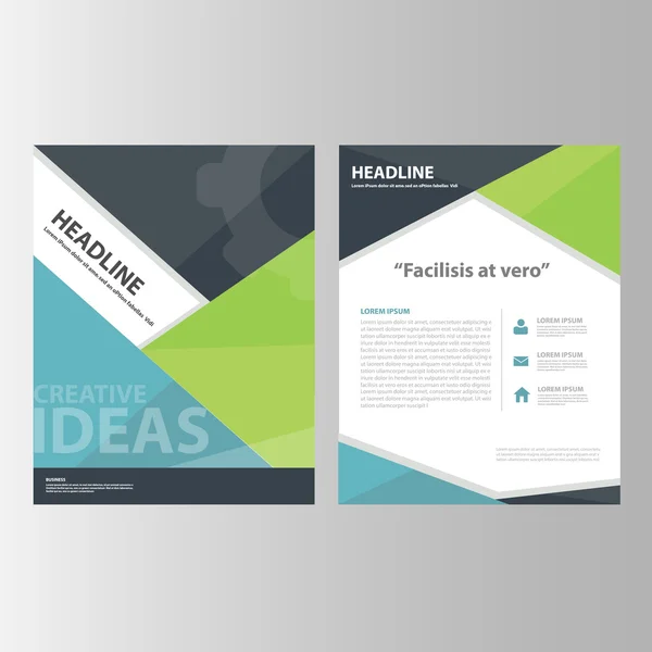 Brochure bleue verte noire modèles de présentation de dépliants Eléments d'infographie set design plat pour la publicité marketing — Image vectorielle