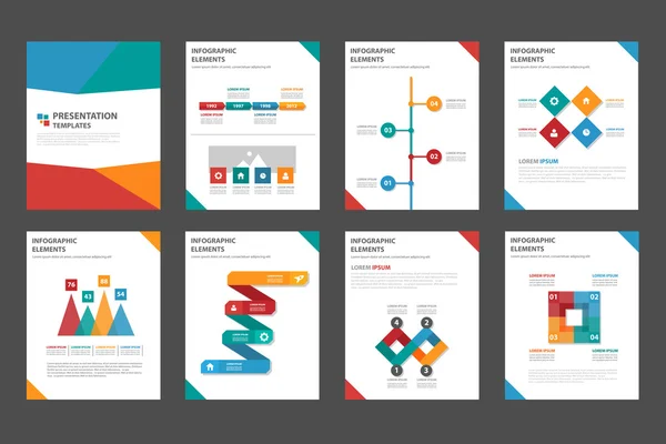 Plantillas de presentación corlorful Elementos infográficos Conjunto de diseño plano para folleto Folleto publicitario — Vector de stock
