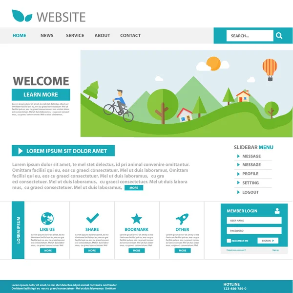 Website design template layout for business — Stok Vektör