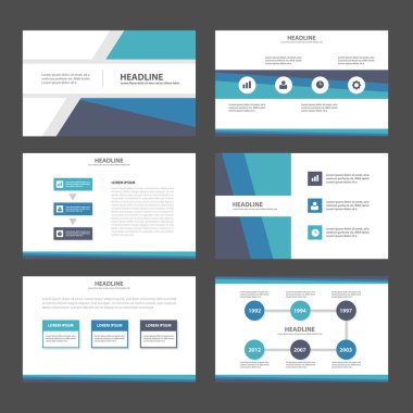 Green blue black presentation templates Infographic elements flat design set for brochure flyer leaflet marketing advertising