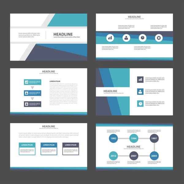Verde albastru negru șabloane de prezentare Elemente infografice set de design plat pentru broșură pliant prospect marketing publicitate — Vector de stoc
