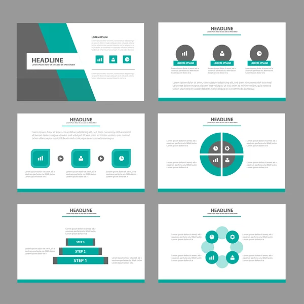 Grüne und schwarze Präsentationsvorlagen Infografik Elemente flaches Designset für Broschüre Flyer Broschüre Marketing Werbung — Stockvektor