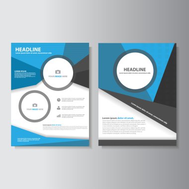 Blue black brochure flyer leaflet presentation templates Infographic elements flat design set for marketing advertising