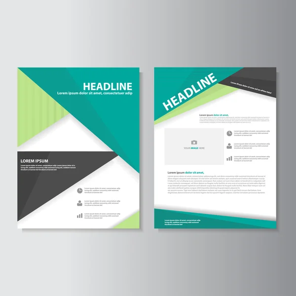 Groen zwart brochure folder Folder presentatiesjablonen Infographic elementen flat ontwerpset voor marketing reclame — Stockvector