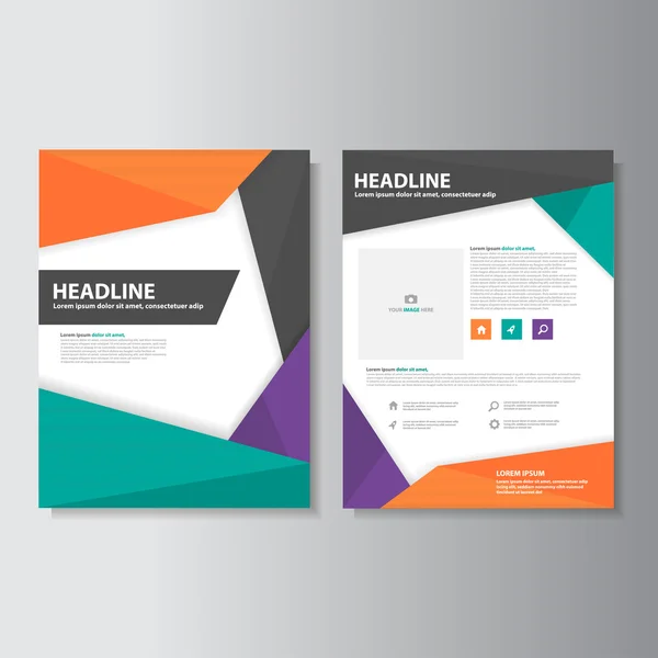 Brochure colorée dépliant modèles de présentation éléments d'infographie plat ensemble de conception pour la publicité marketing — Image vectorielle