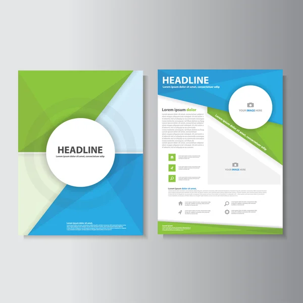 Blue brochure flyer leaflet templates Infographic elements flat design set for marketing — Stockvector