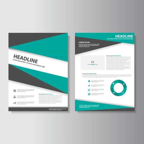 Groen zwart brochure folder Folder presentatiesjablonen Infographic elementen flat ontwerpset voor marketing reclame — Stockvector