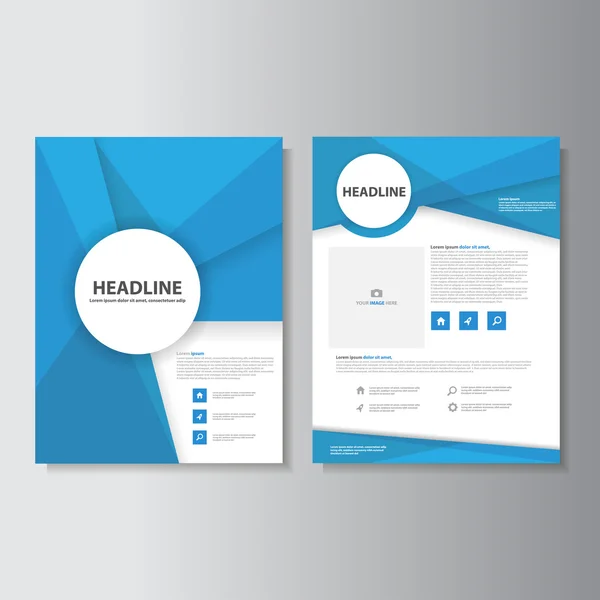 Folheto azul folheto modelos de apresentação de folhetos Elementos infográficos conjunto de design plano para publicidade de marketing —  Vetores de Stock