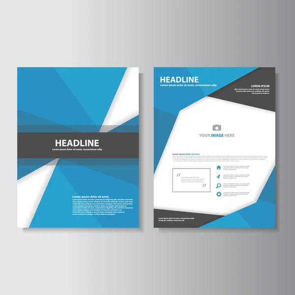 Brochure noire bleue dépliant modèles de présentation Éléments d'infographie set de design plat pour la publicité marketing — Image vectorielle