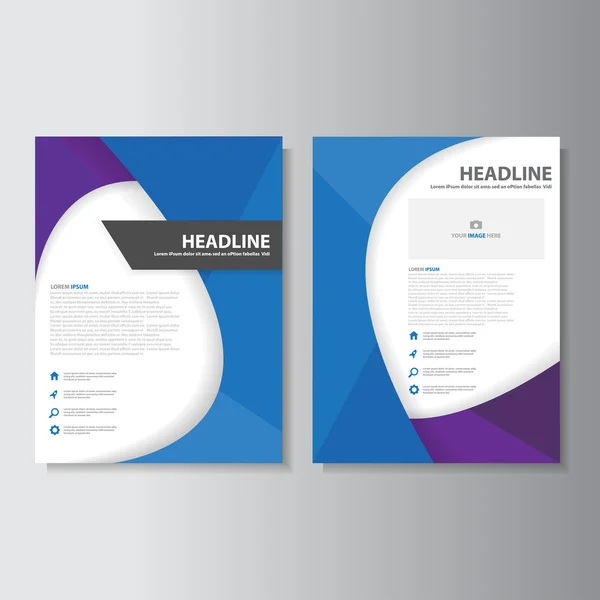 Μπλε και μωβ φυλλάδιο Φέιγ βολάν φυλλάδιο πρότυπα Infographic στοιχεία παρουσίασης που επίπεδη σχεδίαση για διαφήμιση μάρκετινγκ — Διανυσματικό Αρχείο