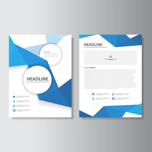 Blauwe veelhoek brochure folder Folder presentatiesjablonen Infographic elementen flat ontwerpset voor marketing reclame — Stockvector