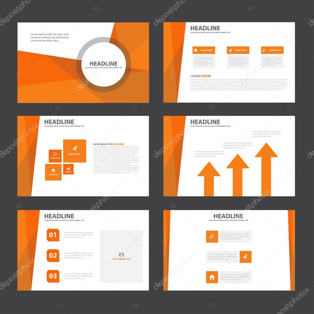Orange presentation templates Infographic elements flat design set for brochure flyer leaflet marketing advertising