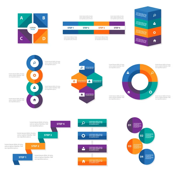 Színes Infographic elemeket bemutató sablonok lapos kivitel a brosúra szórólap szórólap reklám marketing — Stock Vector