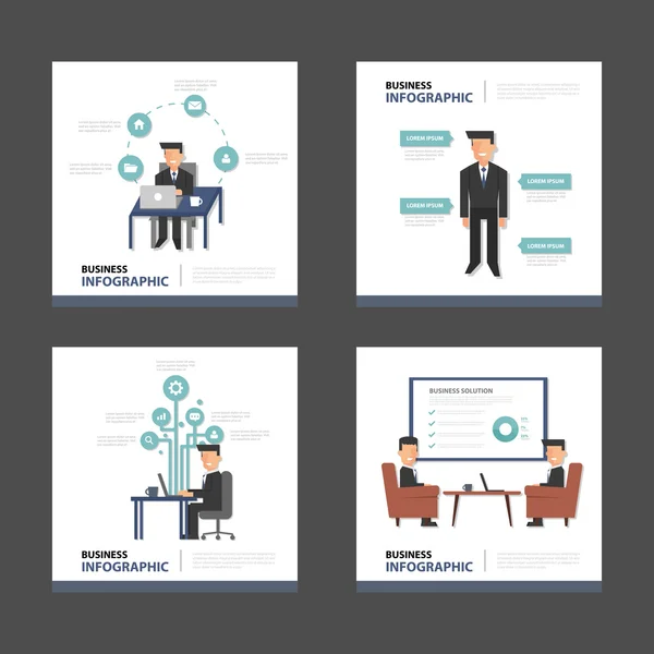 Business man Elementi infografici modelli di presentazione set di design piatto per brochure depliant pubblicità di marketing — Vettoriale Stock